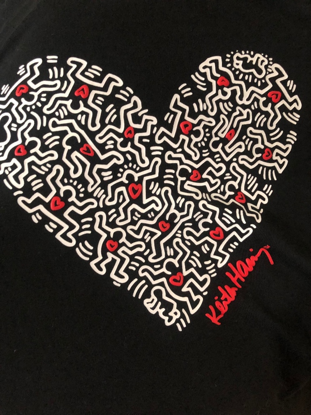 XXL Keith Haring black tee heart logo